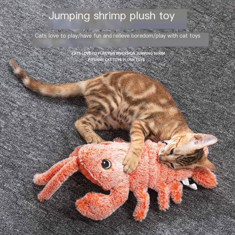 USB Rechargeable Jumping Lobster Cat Toy Plush Chew