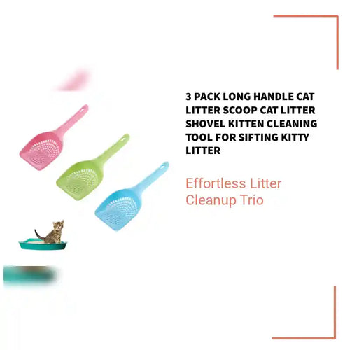 3 Pack Long Handle Cat Litter Scoop Cat Litter Shovel Kitten Cleaning Tool for Sifting Kitty Litter by@Outfy