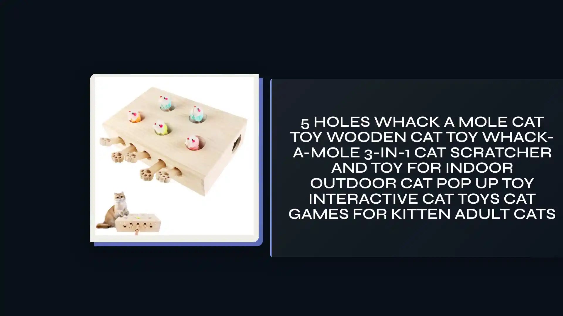 5 Holes Whack a Mole Cat Toy Wooden Cat Toy Whack-a-Mole 3-in-1 Cat Scratcher and Toy for Indoor Outdoor Cat Pop Up Toy Interactive Cat Toys Cat Games for Kitten Adult Cats by@Outfy