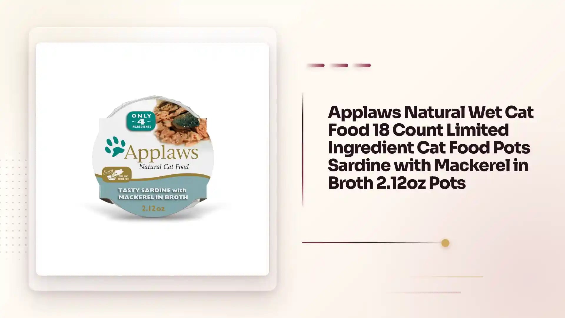 Applaws Natural Wet Cat Food 18 Count Limited Ingredient Cat Food Pots Sardine with Mackerel in Broth 2.12oz Pots by@Outfy